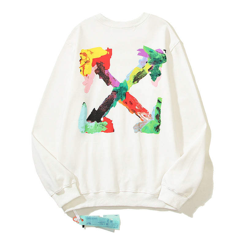 Off-White White Colorful Paint Splash Arrow Crewneck Sweatshirt